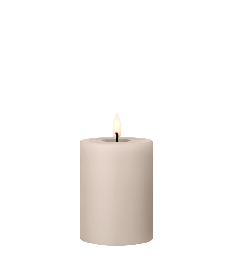 LED pillar candles – No. 22 | LINEN GREY, 10 cm